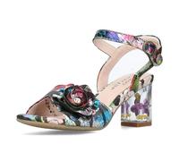 Laura Vita Damen Sandalette Schimmernde Blüte Leder LUCIEO-25, Größe:39 EU, Farbe:Schwarz