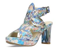 Laura Vita Damen Sandalette Slingback Plateau Cut-Outs Leder Hicao 19, Größe:39 EU, Farbe:Blau