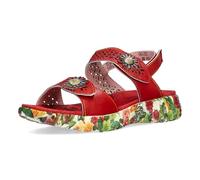 Laura Vita Damen Sandalette Stanzung Niete Blüten Plateau Klett SANAO 53, Größe:41 EU, Farbe:Rot