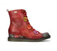 Laura Vita Damen-Schnürstiefel Ercnaulto 212 im Gotischen Viktorianischen Stil mit Blumenmuster aus Leder