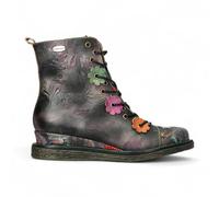 Laura Vita Damen-Schnürstiefel Ercnaulto 212 im Gotischen Viktorianischen Stil mit Blumenmuster aus Leder