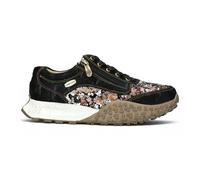 Laura Vita Damen-Schwarze Leder-Sneakerschuhe mit Blumen - Evitao-03 EU 36