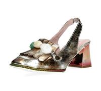 Laura Vita Damen Slingback Pumps Dekorsteine Fransen Glanz HICMIMO 15, Größe:39 EU, Farbe:Braun