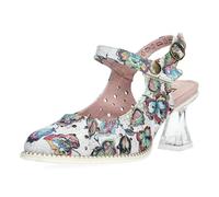 Laura Vita Damen Slingpumps Mary Jane floraler Print und Lochmuster Eloiseo 36, Größe:38 EU, Farbe:Weiß