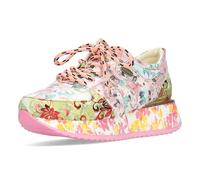 Laura Vita Damen Sneaker aus Leder mit floralem Muster und Plateau Delphine 47, Größe:38 EU, Farbe:Rot