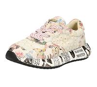 Laura Vita Damen Sneaker Blumen Burton 05 Halbschuh Schnürschuh außergewöhnlich, Größe:39 EU, Farbe:Beige, Bunt
