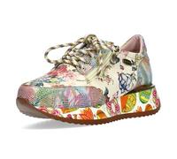 Laura Vita Damen Sneaker Blumenmuster Plateau und Reißverschluss Delphine 06, Größe:37 EU, Farbe:Beige