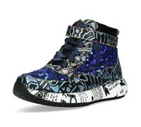 Laura Vita Damen Sneaker High Top aus Leder mit Pailletten und Plateau Burton 22, Größe:39 EU, Farbe:Blau