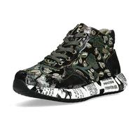 Laura Vita Damen Sneaker Leder High Top Blumen Schrift auf dem Plateau Burton 15