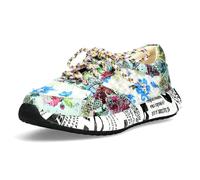 Laura Vita Damen Sneaker Leder Mehrfarbig florales Muster und Schrift Burton 05, Größe:39 EU, Farbe:Grün