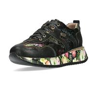 Laura Vita Damen Sneaker Leder mit Blumenmuster Plateausohle Delphine 16, Größe:38 EU, Farbe:Schwarz