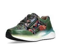 Laura Vita Damen Sneaker Leder Slipper mit Reißverschluss Blumenmuster Radio 07