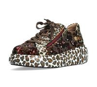 Laura Vita Damen Sneaker mit Pailletten und Plateau mit Leopardenmuster Sodao 02, Größe:37 EU, Farbe:Braun