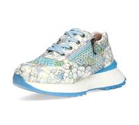 Laura Vita Damen Sneaker perforiert Blüten Reißverschluss Plateau TELLAO 17, Größe:40 EU, Farbe:Blau