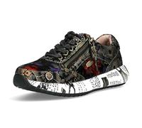 Laura Vita Damen Sneaker Reißverschluss Blumenmuster Plateau Burton 11, Größe:38 EU, Farbe:Braun