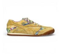 Laura Vita Damen-Sneaker Tivanao-03, gelb, mit Blumenmuster, aus Leder, zum Schnüren