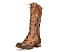 Laura Vita Damen Stiefel flach Leder mit Blumenmuster Cocrailo 63, Größe:38 EU, Farbe:Braun