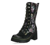 Laura Vita Damen Stiefel Leder Blumenaufdruck Blockabsatz Profilsohle MONAO 01