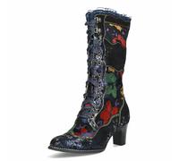 Laura Vita Damen Stiefel Leder floral Blumenmuster Rüschen Elcodieo 103