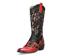 Laura Vita Damen Stiefel Western Cowboy Boot mit Blumenmuster Ercwinao 19, Größe:38 EU, Farbe:Rot