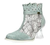 Laura Vita Damen Stiefelette aus Leder mit floral bestickter Spitze Eloiseo 37, Größe:40 EU, Farbe:Grün