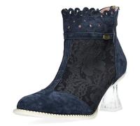 Laura Vita Damen Stiefelette aus Leder mit floral bestickter Spitze Eloiseo 37, Größe:41 EU, Farbe:Blau