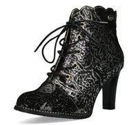 Laura Vita Damen Stiefelette aus Leder mit Metallic Effekt Alcbaneo 127, Größe:37 EU, Farbe:Silber