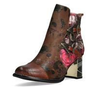 Laura Vita Damen Stiefelette Blumenmuster Cap Toe und zwei Schnallen Marbreo 04, Größe:39 EU, Farbe:Braun