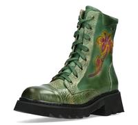 Laura Vita Damen Stiefelette Cap Toe florale Prägung und Plateausohle Kouleo 24, Größe:38 EU, Farbe:Grün