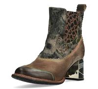 Laura Vita Damen Stiefelette Chelsea Boot mit Leopardenmuster Marbreo 09, Größe:38 EU, Farbe:Braun