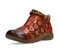 Laura Vita Damen Stiefelette Krempe mit Leo Muster Blütenapplikation Goctho 12, Größe:39 EU, Farbe:Braun