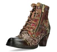 Laura Vita Damen Stiefelette Leder Blumenmuster und Reißverschluss Alcizeeo 12, Größe:38 EU, Farbe:Mehrfarbig