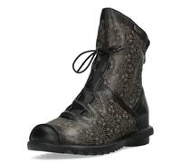 Laura Vita Damen Stiefelette Leder mit Blumenmuster modische Raffung Cyrielle 16, Größe:38 EU, Farbe:Schwarz