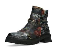 Laura Vita Damen Stiefelette Leder mit Blumenmuster und florale Nieten Kouleo 43, Größe:38 EU, Farbe:Schwarz