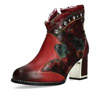 Laura Vita Damen Stiefelette Leder mit Blumenmuster und Nieten Kacio 02, Größe:38 EU, Farbe:Mehrfarbig