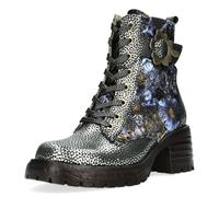 Laura Vita Damen Stiefelette Metallic Blütenschnalle Floralmuster Blockabsatz MONAO 12