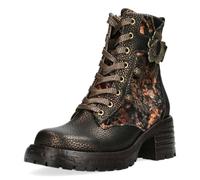 Laura Vita Damen Stiefelette Metallic Blütenschnalle Floralmuster Blockabsatz MONAO 12