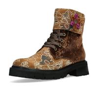 Laura Vita Damen Stiefelette mit Blumenmuster Samt und Plateau Kouleo 04, Größe:39 EU, Farbe:Braun
