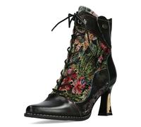 Laura Vita Damen Stiefelette mit floralem Muster Cap Toe spitz Oanello 05, Größe:40 EU, Farbe:Schwarz