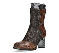 Laura Vita Damen Stiefelette mit floralem Muster und Blütenapplikation Ledao 48, Größe:37 EU, Farbe:Braun