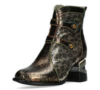 Laura Vita Damen Stiefelette mit Leopardenmuster Pailletten und Strass Orlyo 07, Größe:39 EU, Farbe:Braun