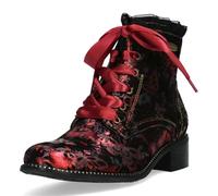 Laura Vita Floral Women, gotische viktorianische rote Lederstiefel mit Absatz - Emcmao-45 EU40