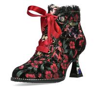 Laura Vita Damen Stiefelette Satinband Strass und Blumenmuster Oliveo 03, Größe:40 EU, Farbe:Rot