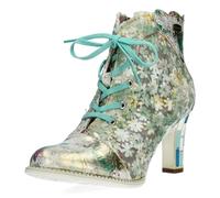 Laura Vita Damen Stiefelette transparenter Schnürboot Blumenmuster Alcbaneo 427, Größe:39 EU, Farbe:Grün