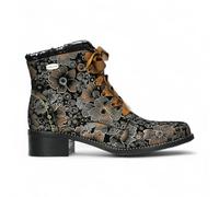 Laura Vita Damen Stiefelette Leder Blumenmuster Satinband Schnürsenkel Emcmao 45, Größe:38 EU, Farbe:Braun