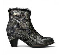 Laura Vita Floral Goth viktorianische schwarze Lederstiefel mit Absatz - Alcizeeo-190 EU 37