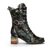Laura Vita Goth Victorial Floral Schwarze Lederstiefel mit hoher Schnürstiefel - Ibcano-15 EU42