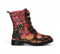 Laura Vita Incaso 36 Rote Blumen Damen Gothic Viktorianische Leder Knöchelhohe Stiefel US 39