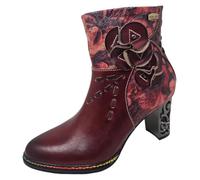 Stiefelette LAURA VITA "LAURA VITA Stiefelette Leder/Textil", Damen, Gr. 36, rot (weinrot), Leder, Textil, Schuhe (50925224-36) weinrot
