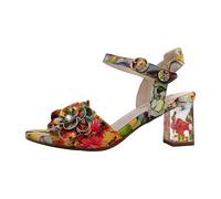 Laura Vita Damen Sandalette Schimmernde Blüte Leder LUCIEO-25, Größe:40 EU, Farbe:Rot